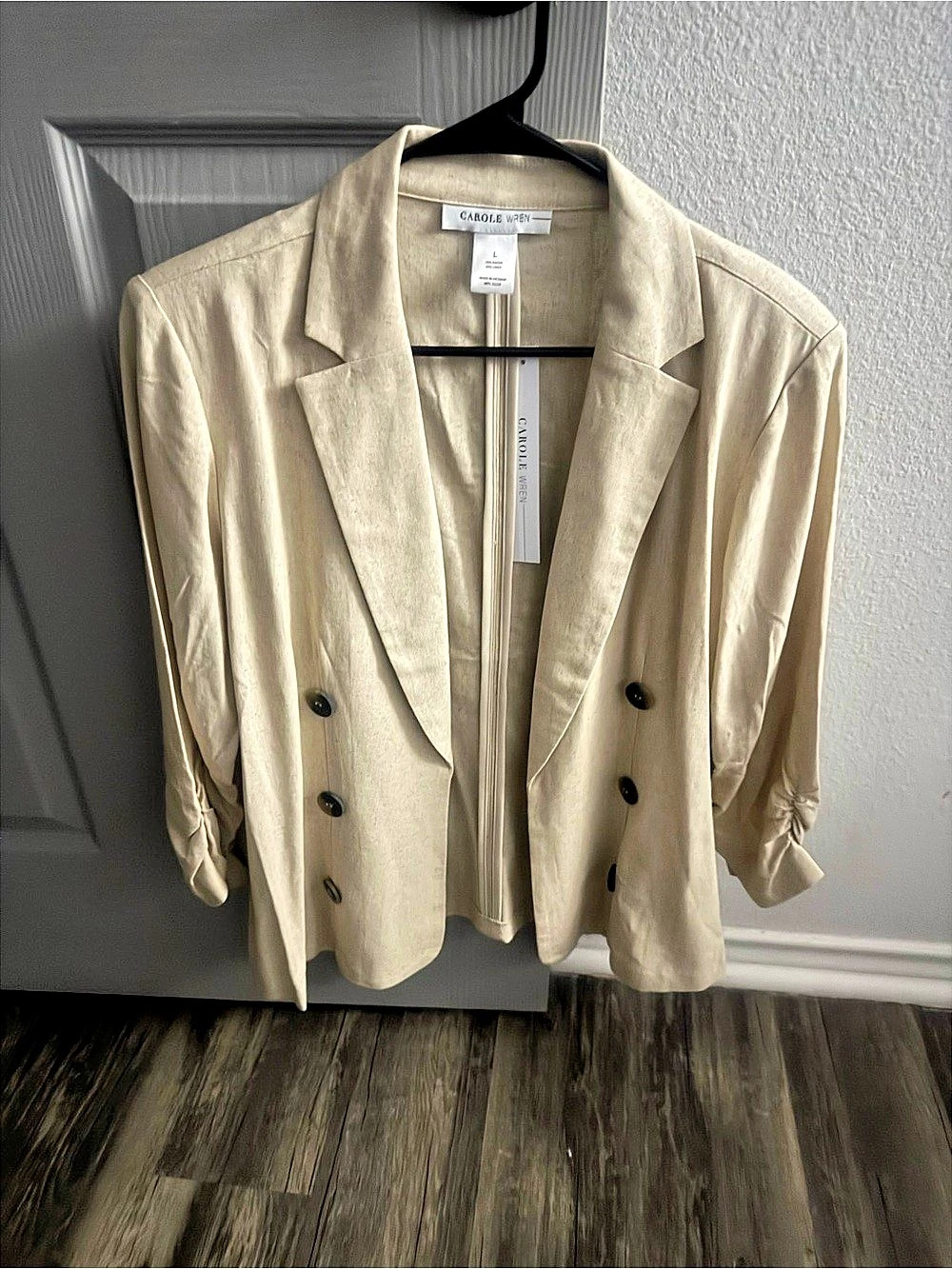 Carole Wren Double Breasted Blazer in Beige Size Large